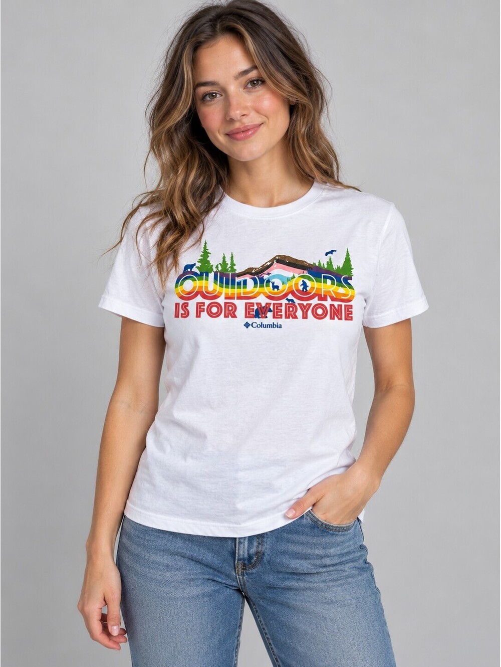 Columbia Rainbow Outdoors Graphic Tee Small | Gorpcore Nature T-Shirt